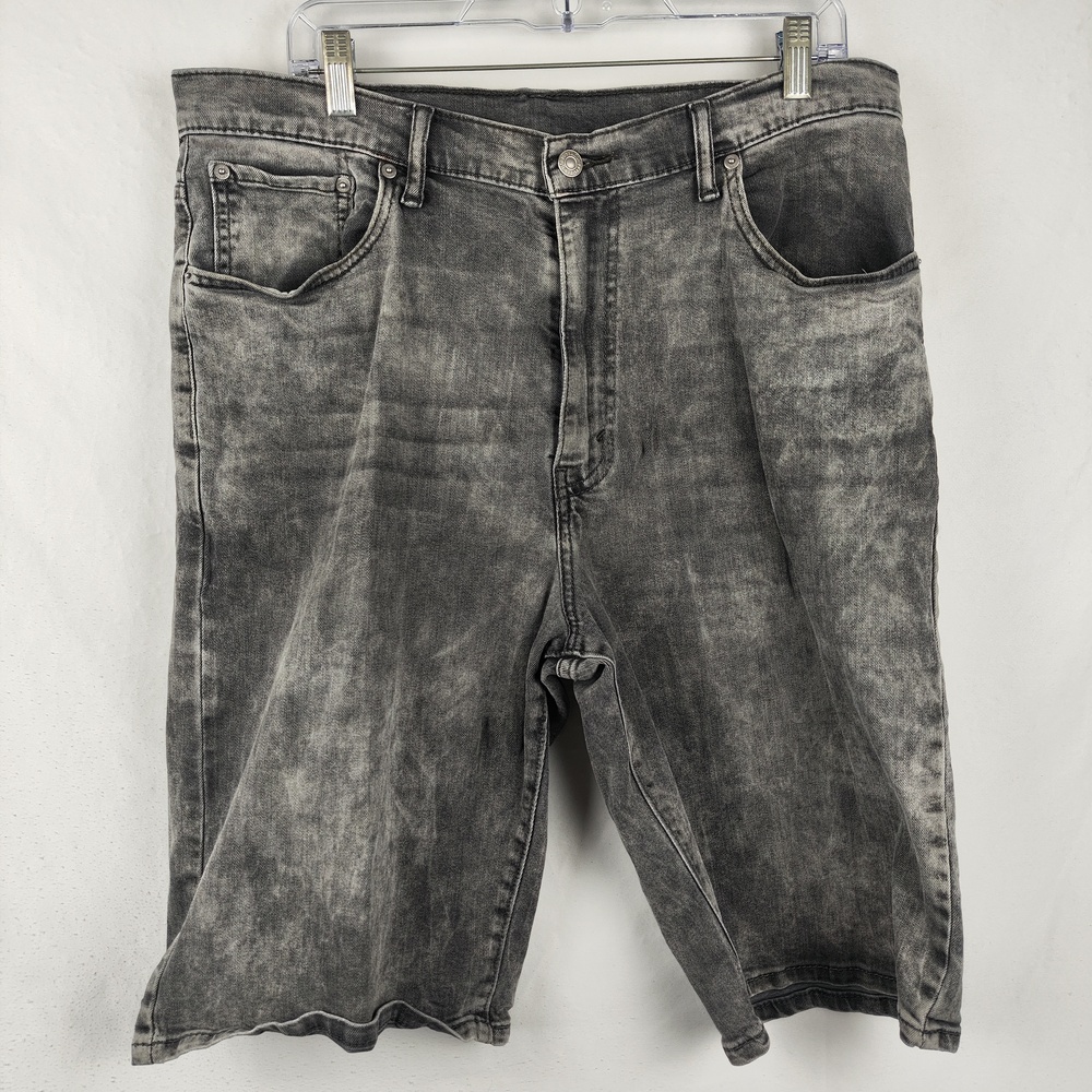 Levis Shorts Mens 36 Gray Acid Wash Denim Relaxed Fit Stretch Bermuda Casual